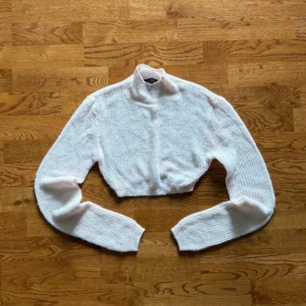 Lioness Light Pink Fine Knit Cropped Turtleneck Sweater City of Angels XXS Top